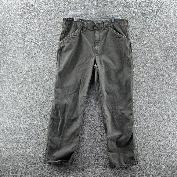 CE Schmidt Workwear Carpenter Jeans Mens 38 X 32 Gray Canvas Hammer Loop - Picture 1 of 8